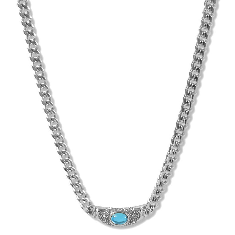 Shiny Zircon Pendant Necklace in Stainless Steel