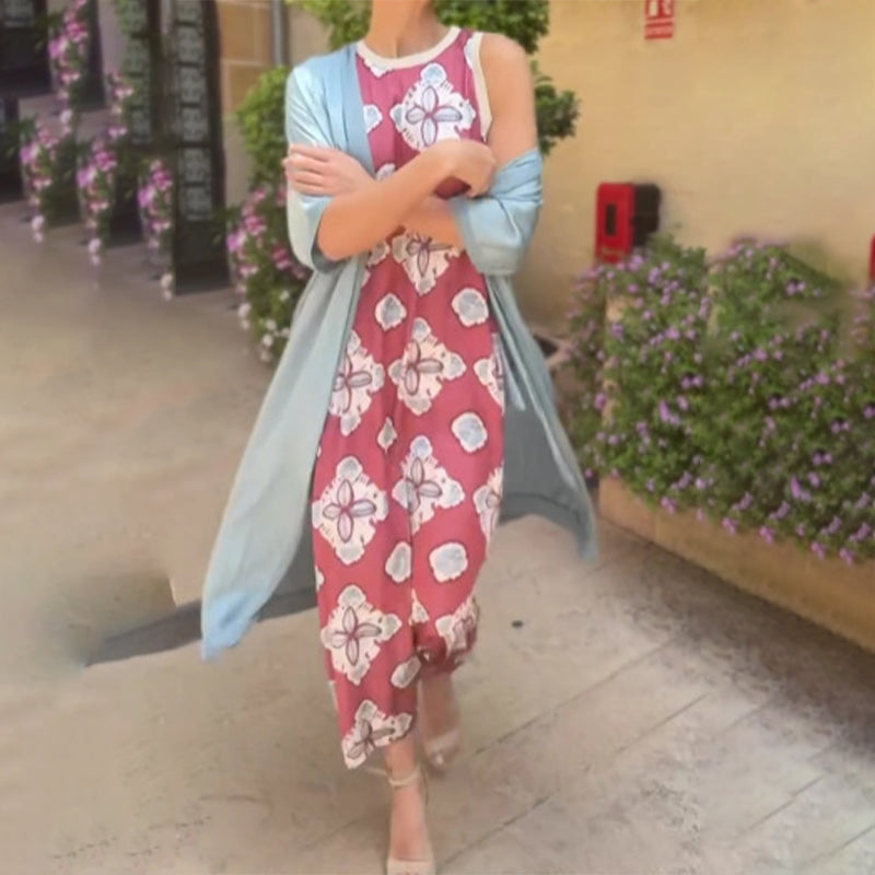 🌺Damen-Zweiteiler: Ärmelloses Maxikleid & Sommerjacke