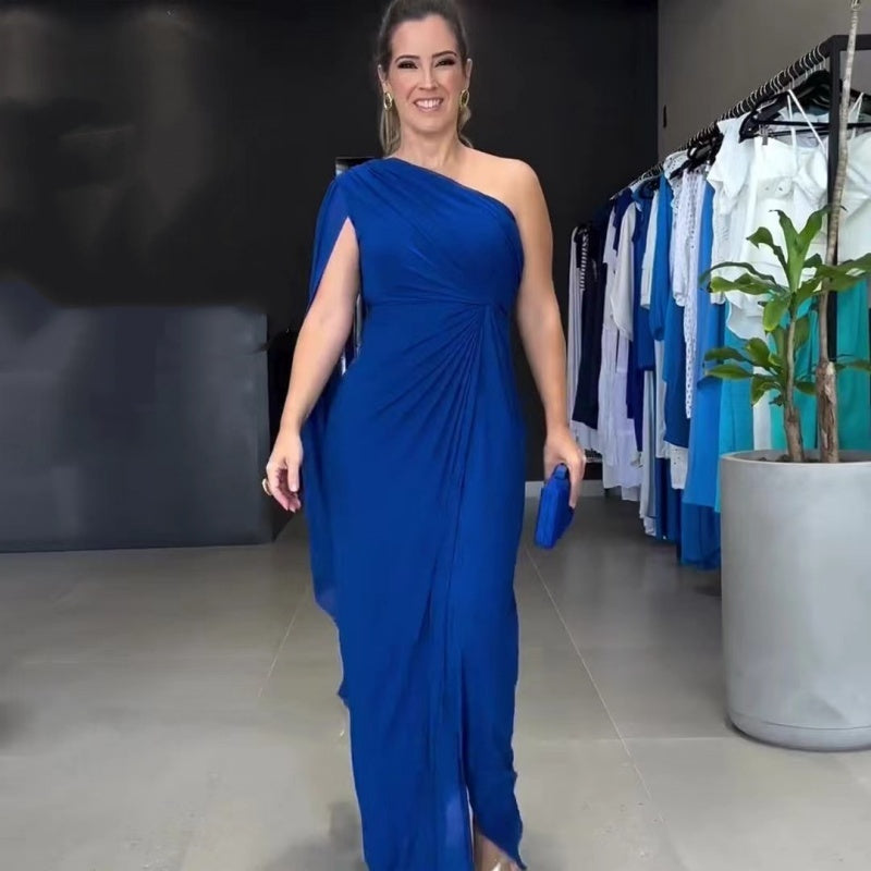 🌟Elegantes One-Shoulder-Maxikleid für Damen mit Schlitz