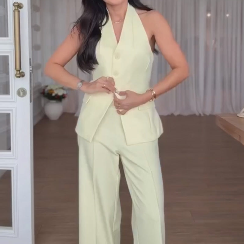 Damen Trägertop & Weitbeinige Hose Set