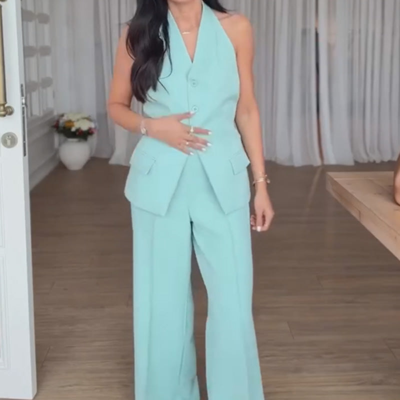 Damen Trägertop & Weitbeinige Hose Set