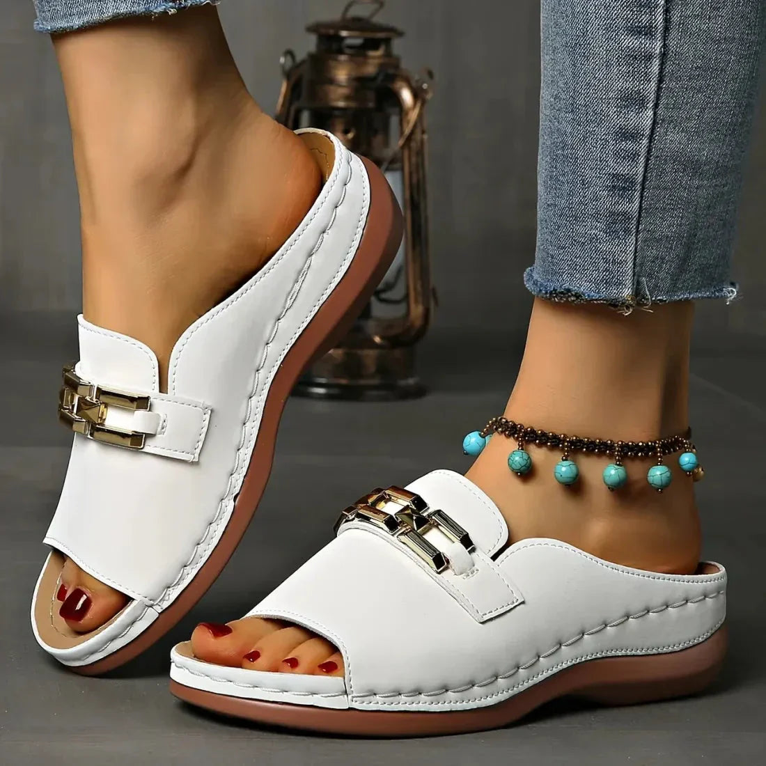 👡✨Orthopädische Sandalen mit goldener Schnalle