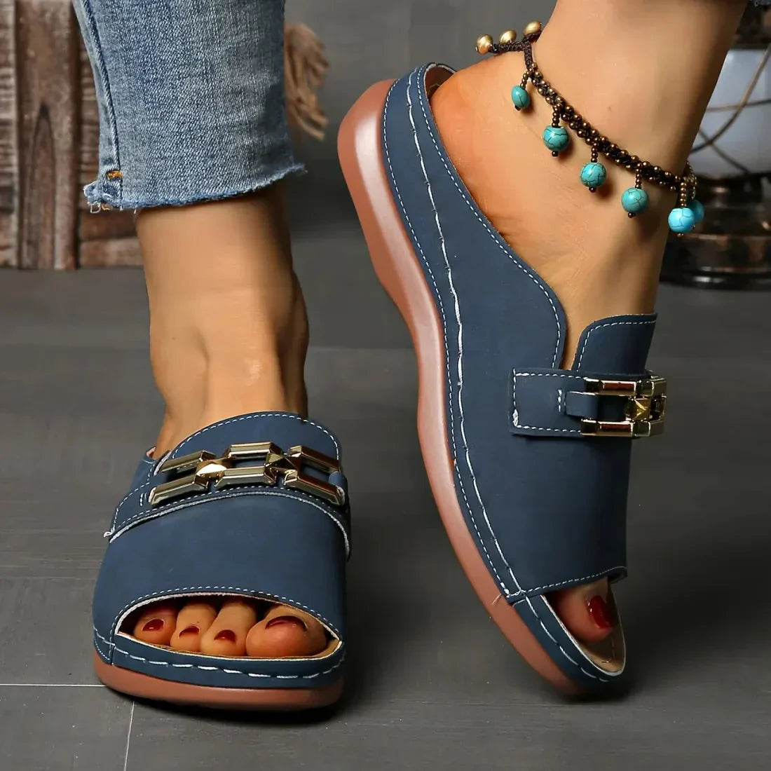 👡✨Orthopädische Sandalen mit goldener Schnalle