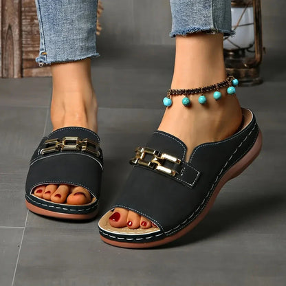👡✨Orthopädische Sandalen mit goldener Schnalle