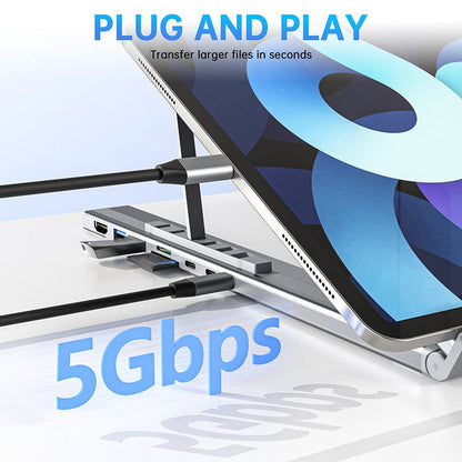 💻 50% RABATT! ⚡ 2-in-1 USB-C Dockingstation & Laptopständer – 8 Ports, 4K HDMI & Höhenverstellbar für Mehr Produktivität 🖥️