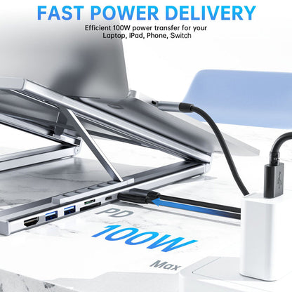 💻 50% RABATT! ⚡ 2-in-1 USB-C Dockingstation & Laptopständer – 8 Ports, 4K HDMI & Höhenverstellbar für Mehr Produktivität 🖥️