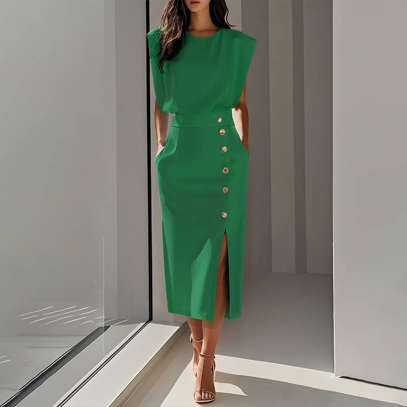 🌸💐Elegantes Midikleid mit Schlitz für Damen