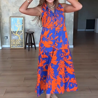 💃2025 Neues Design✨Langes ärmelloses bedrucktes Kleid für Frauen👗