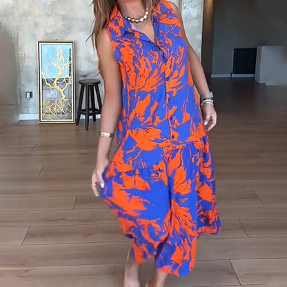 💃2025 Neues Design✨Langes ärmelloses bedrucktes Kleid für Frauen👗