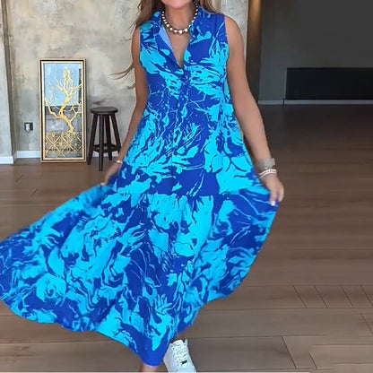 💃2025 Neues Design✨Langes ärmelloses bedrucktes Kleid für Frauen👗