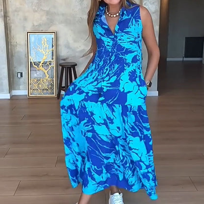 💃2025 Neues Design✨Langes ärmelloses bedrucktes Kleid für Frauen👗