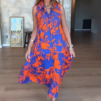 💃2025 Neues Design✨Langes ärmelloses bedrucktes Kleid für Frauen👗