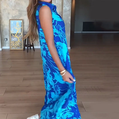 💃2025 Neues Design✨Langes ärmelloses bedrucktes Kleid für Frauen👗