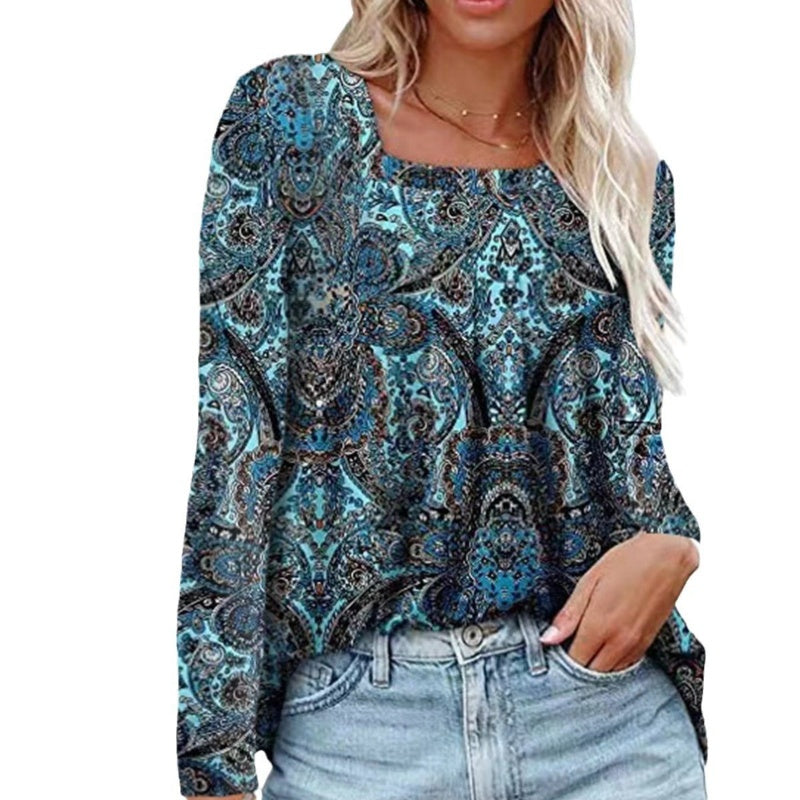 ✨🌸Damen-Tunika mit Falten und Blumenmuster