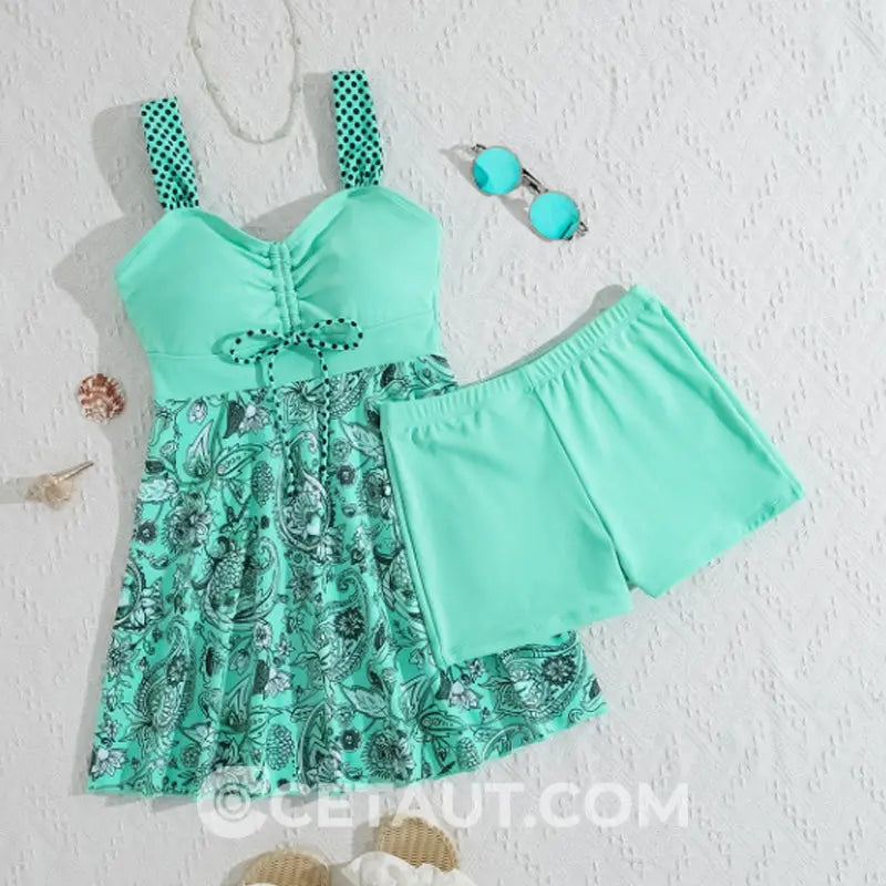 ⏳ LETZTER TAG IM ANGEBOT: 50% Rabatt auf das zweite Produkt⏰💃Badeanzug-Set: Badekleid & enganliegende Badeshorts