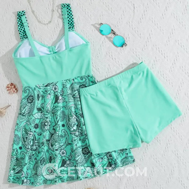 ⏳ LETZTER TAG IM ANGEBOT: 50% Rabatt auf das zweite Produkt⏰💃Badeanzug-Set: Badekleid & enganliegende Badeshorts