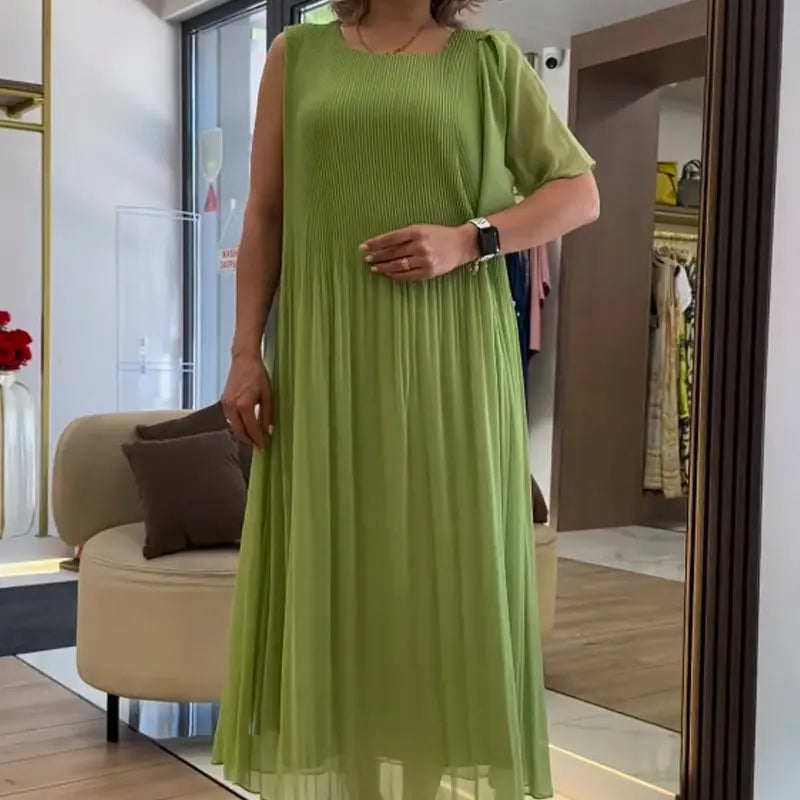 ⏳ LETZTER TAG IM ANGEBOT: 50% Rabatt auf das zweite Produkt💃🏻Ärmelloses Plisseekleid aus Chiffon – Elegant, atmungsaktiv & perfekt für jeden Anlass! 🌿