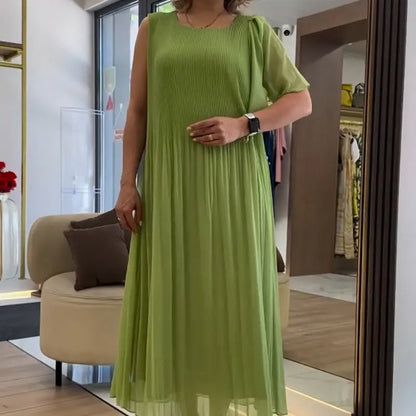 ⏳ LETZTER TAG IM ANGEBOT: 50% Rabatt auf das zweite Produkt💃🏻Ärmelloses Plisseekleid aus Chiffon – Elegant, atmungsaktiv & perfekt für jeden Anlass! 🌿