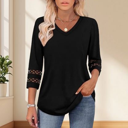 💥Letzter Tag Sonderverkauf 49 % Rabatt✨💃2025 Neue Damenoberteile mit 3/4-Ärmeln Trendige T-Shirts mit V-Ausschnitt
