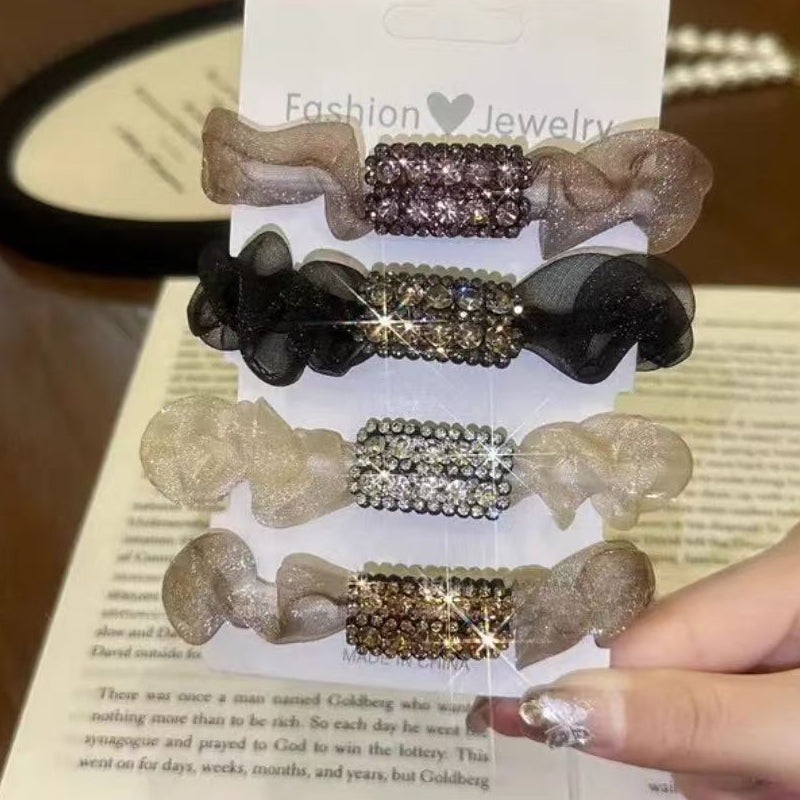 🔥50% RABATT!4PCS Elegant Rhinestone Elastic Hair Ties