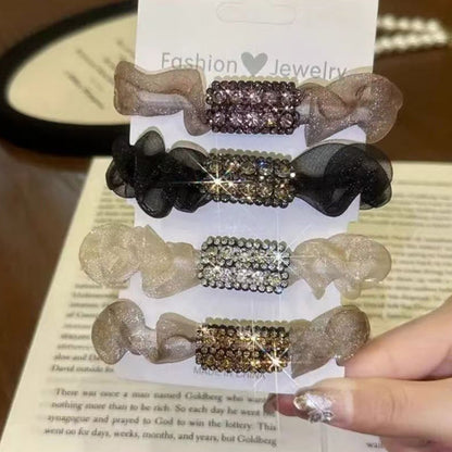 🔥50% RABATT!4PCS Elegant Rhinestone Elastic Hair Ties