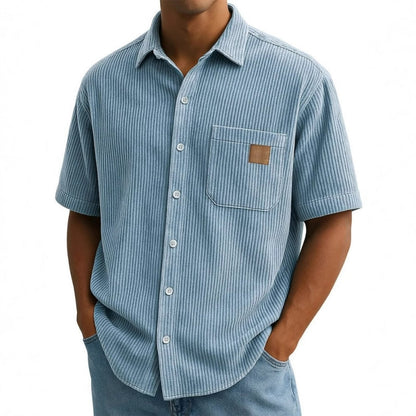 👔GRÖSSE: M-4XL🌟️Kurzarm-Button-Down-Hemden mit Vintage-Revers für Herren
