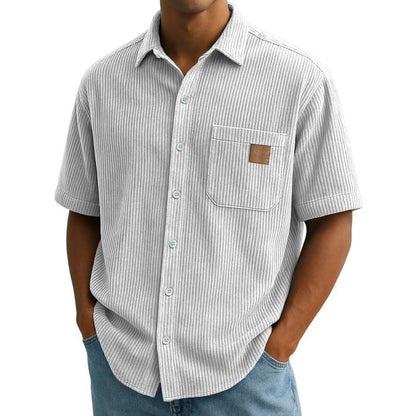 👔GRÖSSE: M-4XL🌟️Kurzarm-Button-Down-Hemden mit Vintage-Revers für Herren