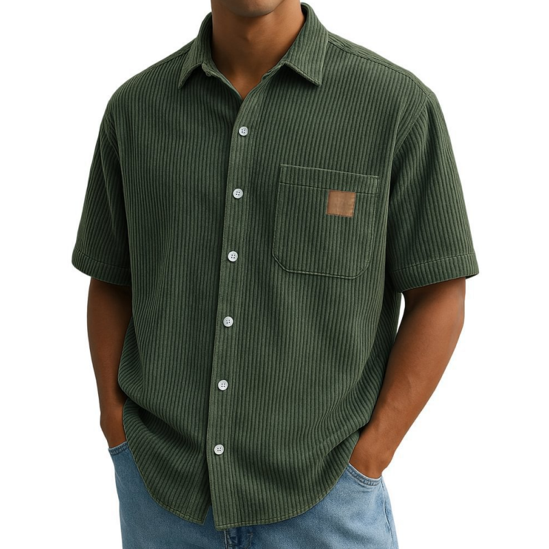 👔GRÖSSE: M-4XL🌟️Kurzarm-Button-Down-Hemden mit Vintage-Revers für Herren