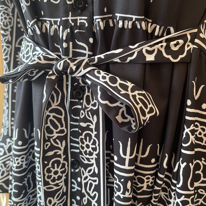 💃🌺Damen lässiges, bedrucktes und fließendes Kleid mit V-Ausschnitt