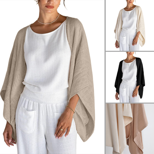 ✨Damen lockerer Cardigan mit 3/4-Ärmeln und offener Vorderseite