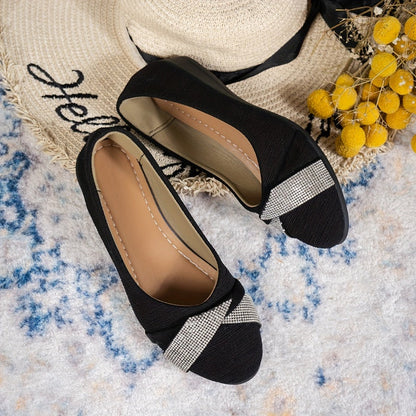 🔥49% RABATT – 💃Leichte, modische Damenschuhe mit Strass und Keilabsatz