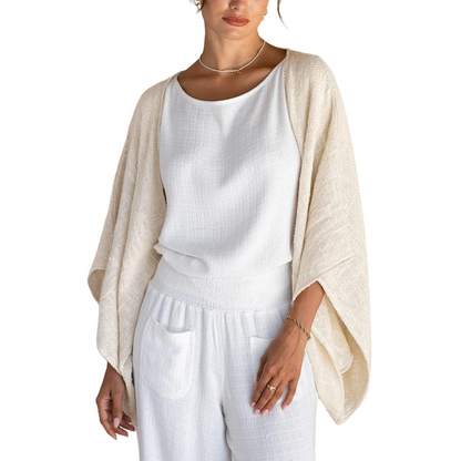 🍁Letzter Tag: 50% Rabatt✨Damen lockerer Cardigan mit 3/4-Ärmeln und offener Vorderseite