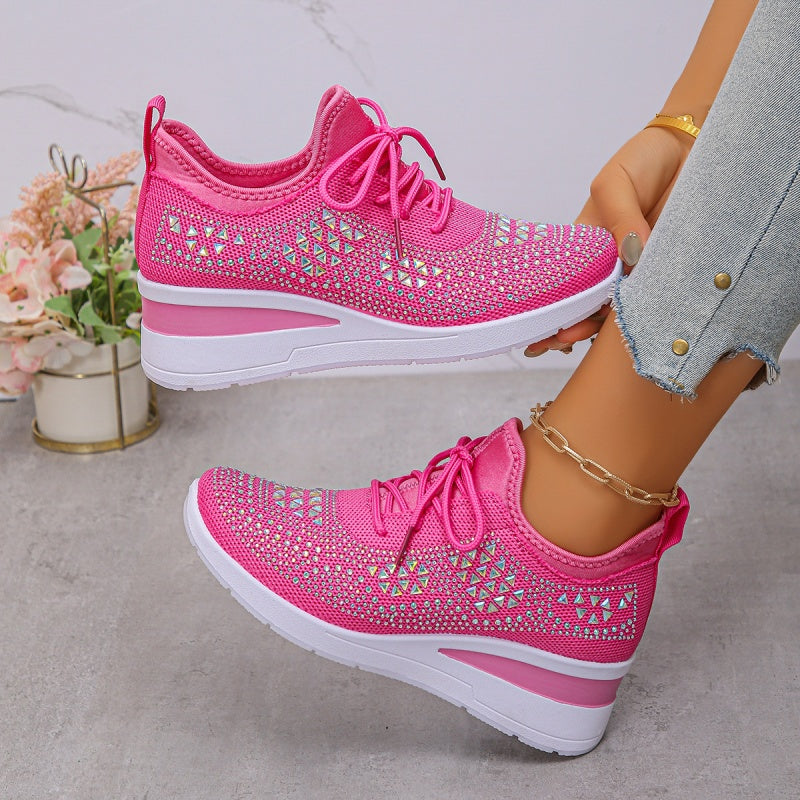 🌸👟Atmungsaktive Sneaker aus Mesh mit Strassverzierung