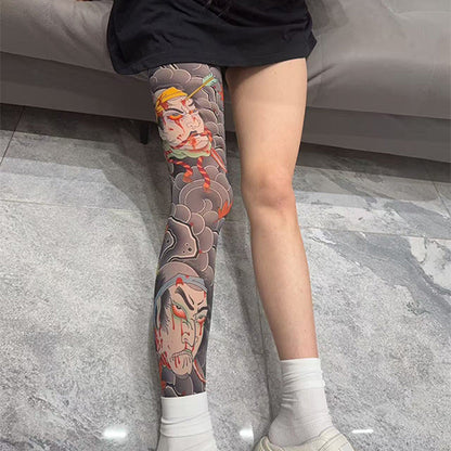 ✨2025 brandneues Design 😎Dehnbare Beinmanschette mit Tattoo-Print