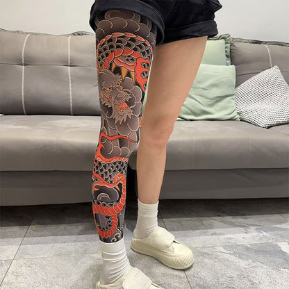 ✨2025 brandneues Design 😎Dehnbare Beinmanschette mit Tattoo-Print