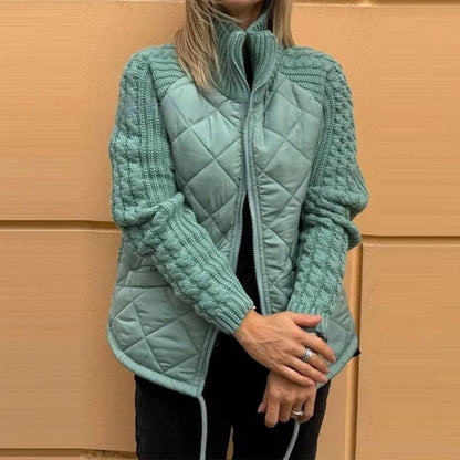 🍂Spätherbst/Frühwinter Angebote❄️Damen Strick Patchwork Puffy Jacke【Kostenloser Versand】