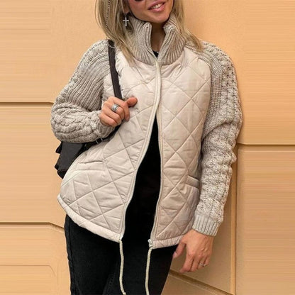 🍂Spätherbst/Frühwinter Angebote❄️Damen Strick Patchwork Puffy Jacke【Kostenloser Versand】