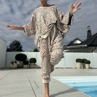 💃Ensemble 2 pièces pour femme avec haut et pantalon à imprimé léopard ☕ – Coupe décontractée, idéal pour le brunch ou les courses du week-end ✨