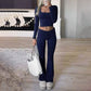 Women’s Cropped Top & Micro-Flare Pants Set
