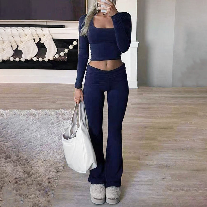 Women’s Cropped Top & Micro-Flare Pants Set
