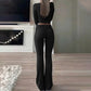 Women’s Cropped Top & Micro-Flare Pants Set