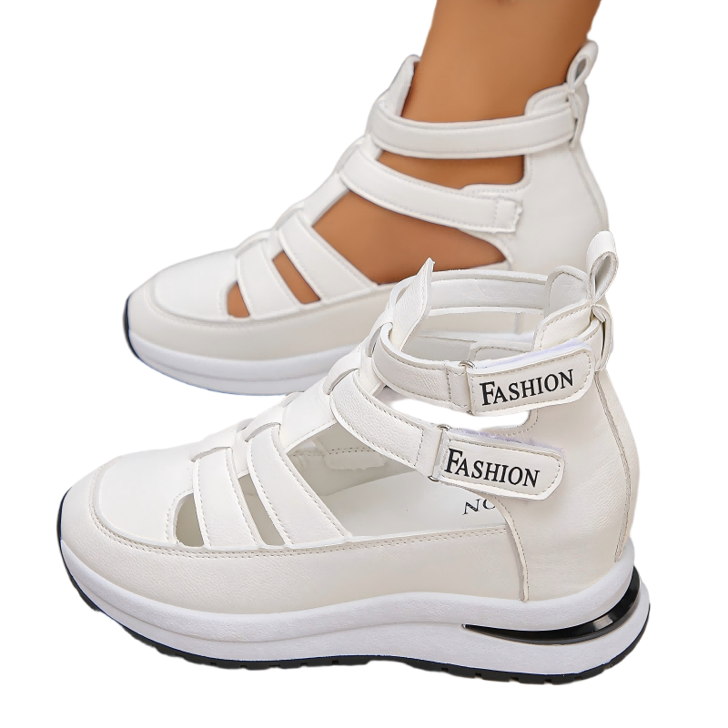 Keilschuhe mit Cut-Outs und Klettverschluss