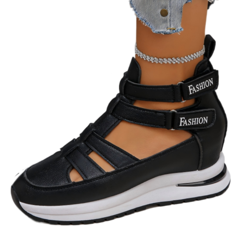 Keilschuhe mit Cut-Outs und Klettverschluss