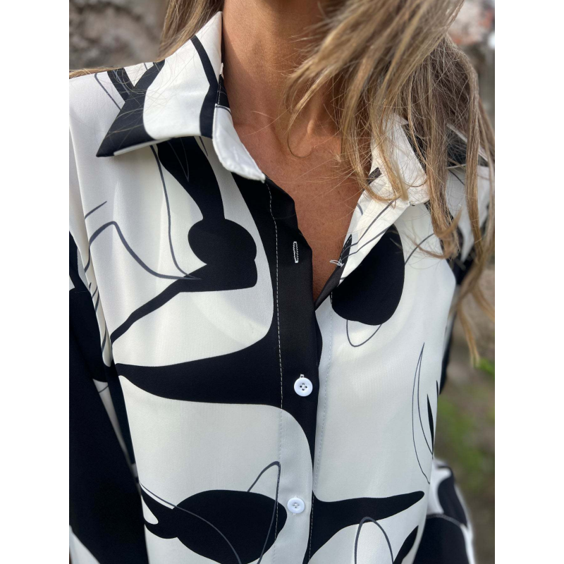 Damen lockere Bluse mit künstlerischem Print