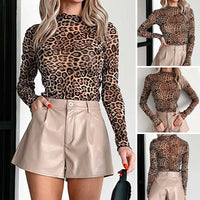 Langarm-Oberteil aus Mesh mit Leopardenmuster