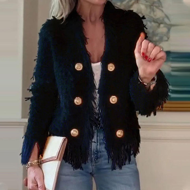 ✨👗Modische Kurzjacke für Damen mit Knöpfen und Quasten