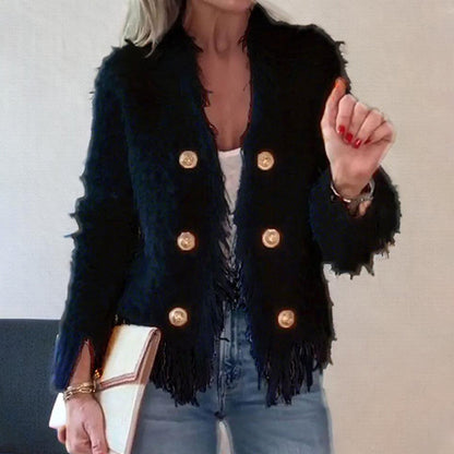 ✨👗Modische Kurzjacke für Damen mit Knöpfen und Quasten