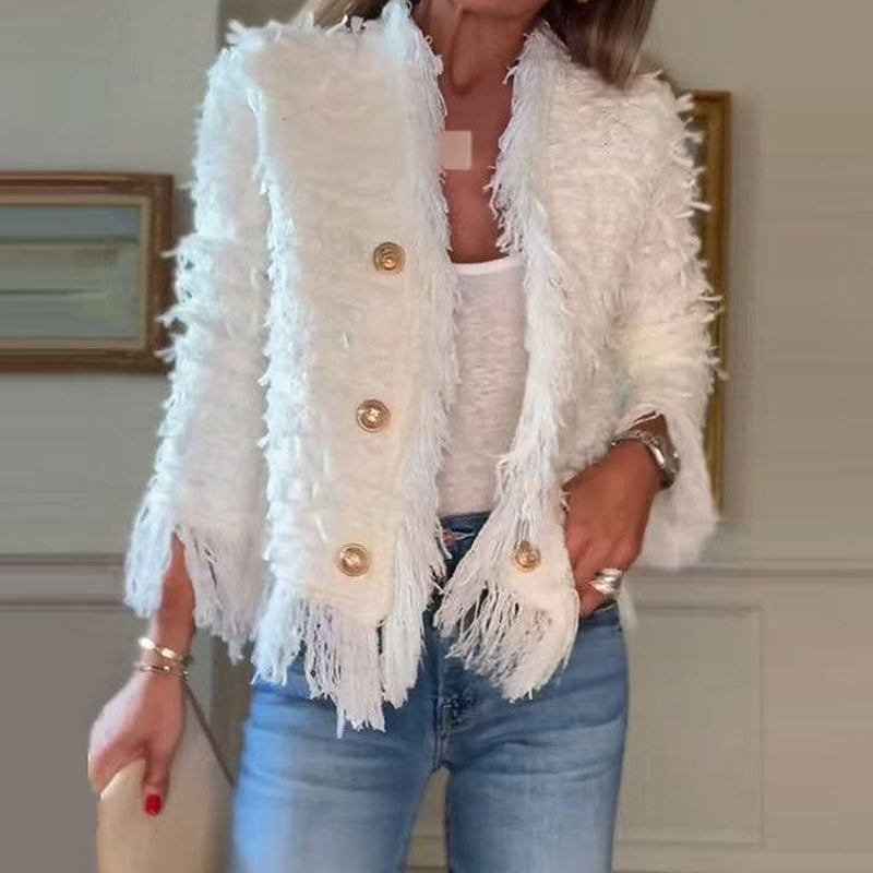 ✨👗Modische Kurzjacke für Damen mit Knöpfen und Quasten