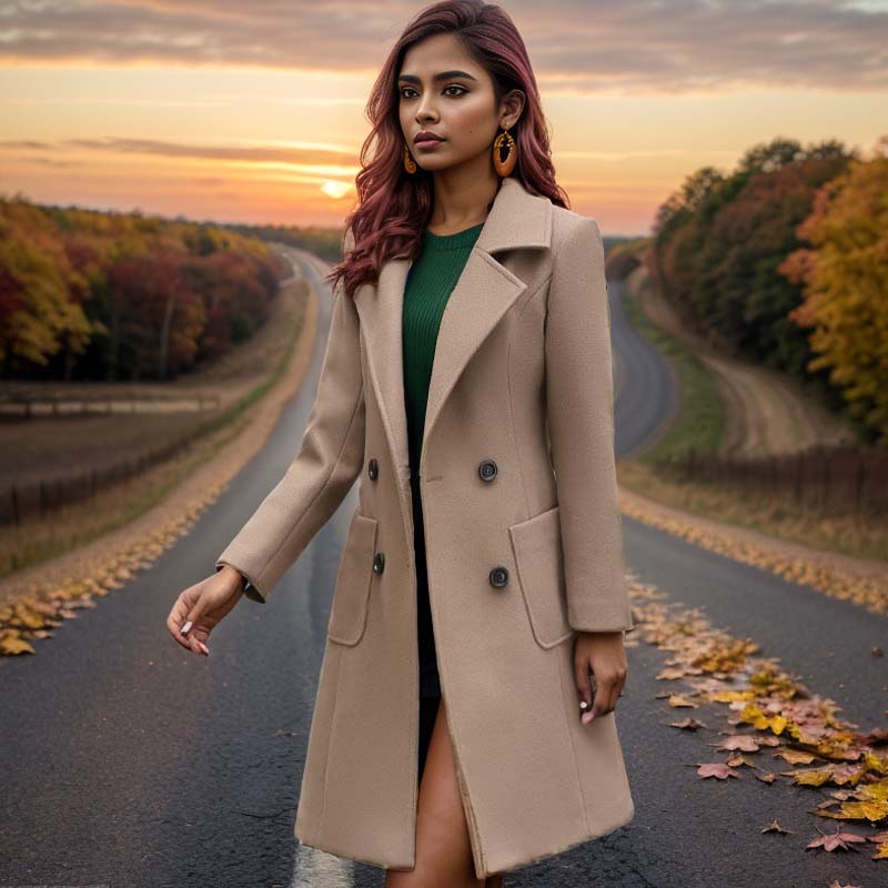 Klassischer, eleganter Damenmantel in mittlerer Länge