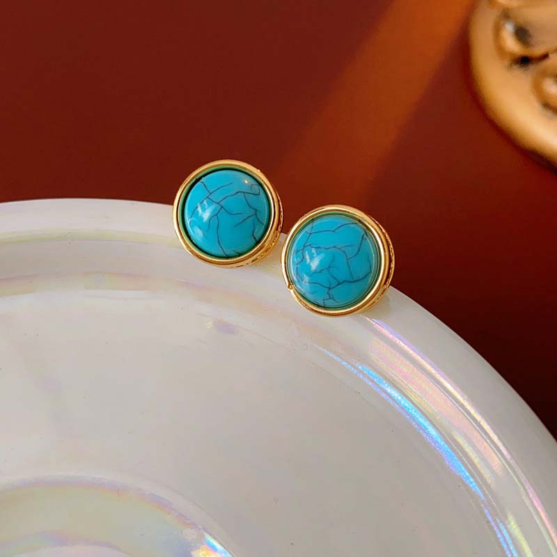 Retro-Stiftöhrringe und Halskette-Set für Damen